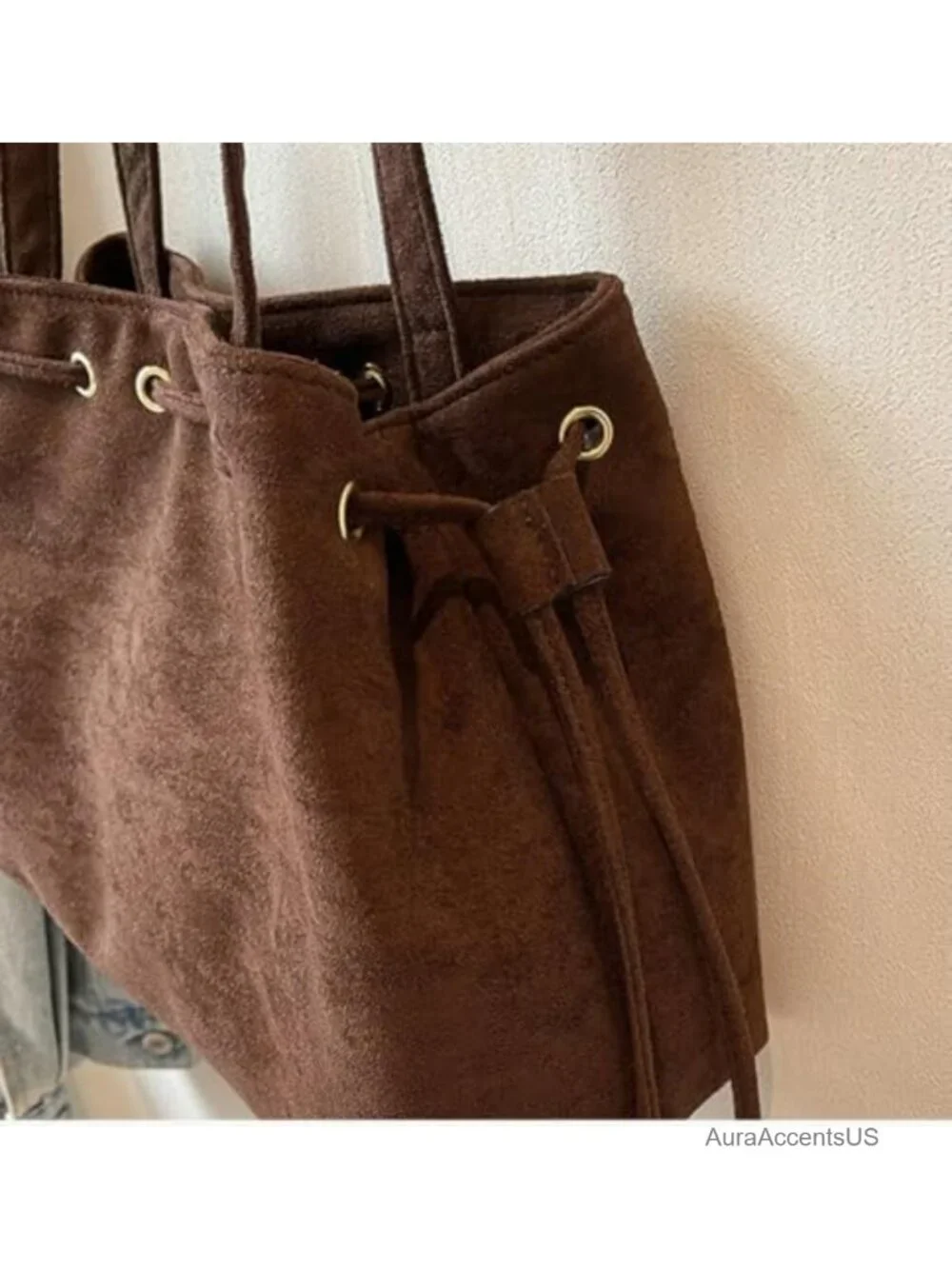 Slouchy Suede Hobo Bucket Bag Women Underarm Shoulder Crossbody Purses College